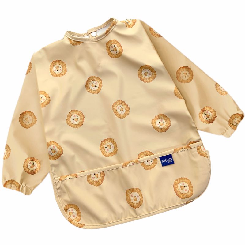 Mandil impermeable PU manga larga león 6-24m | Cobertura completa y fácil limpieza