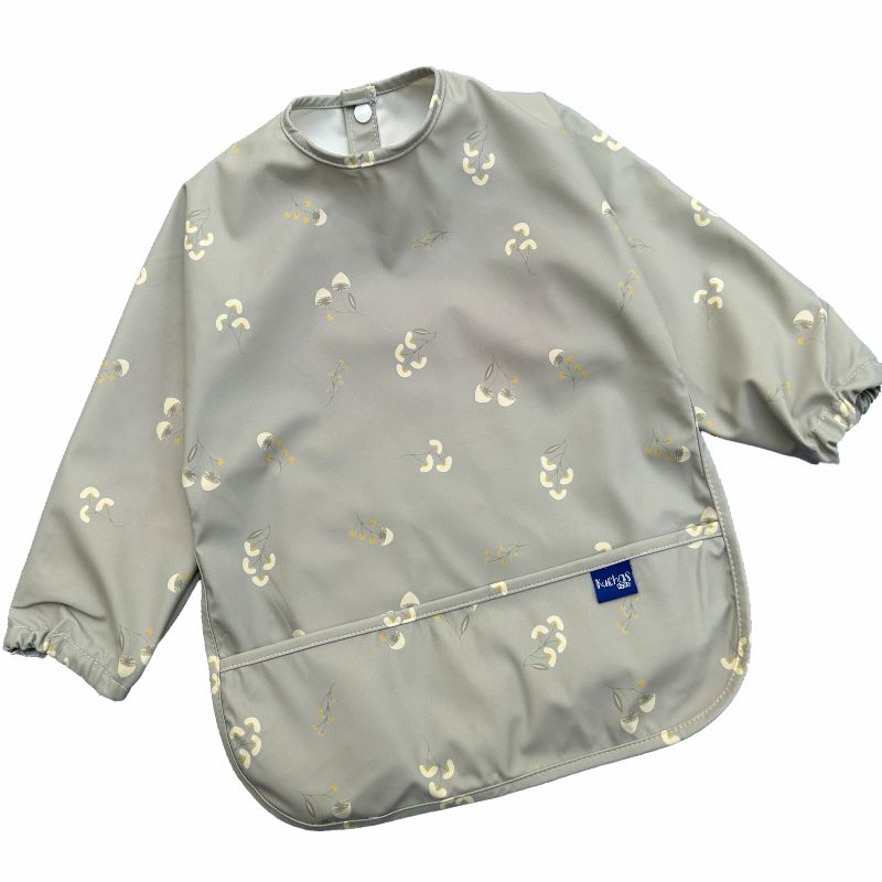 Mandil impermeable PU manga larga verde suave 6-24m | Cobertura completa y fácil limpieza
