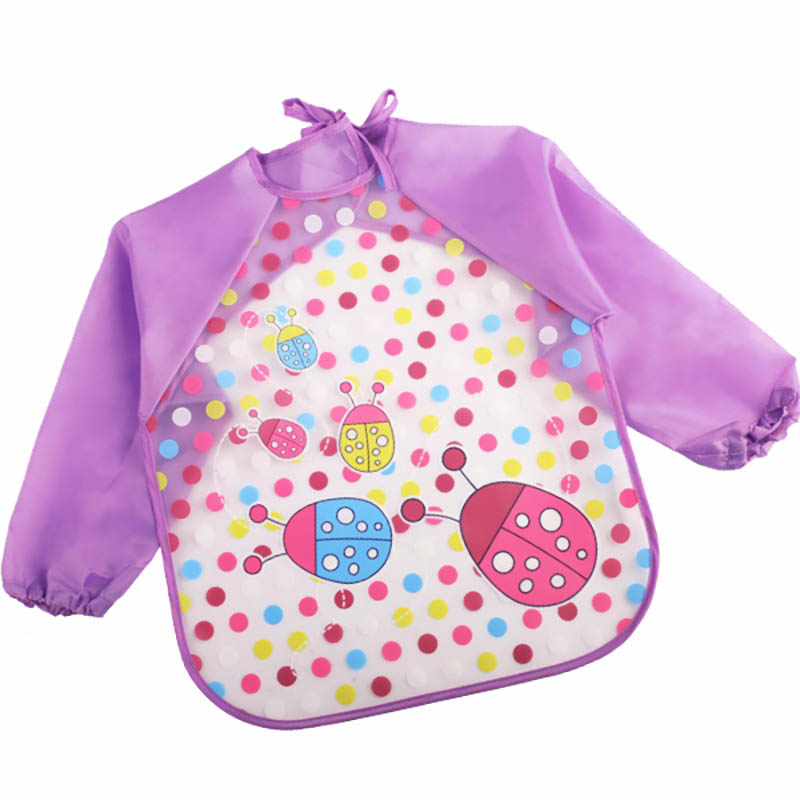 Mandil impermeable para niños 1-3 años | EVA + poliéster | fácil limpieza, mariquita morada