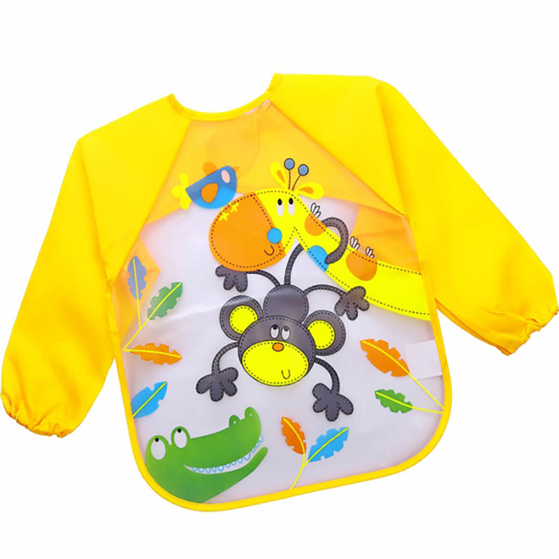 Mandil impermeable para niños 1-3 años | EVA + poliéster | Mono amarillo, fácil limpieza