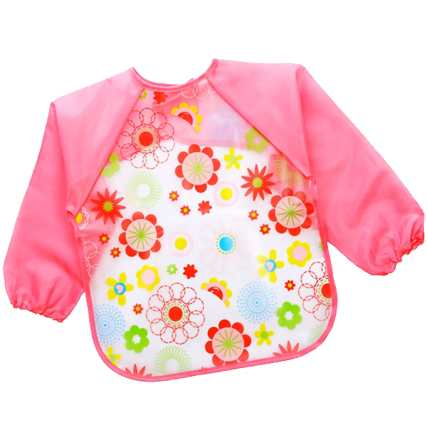 Mandil impermeable para niños 1-3 años | EVA + poliéster | Diseño flores, fácil limpieza.